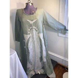 Magnolia Pearl Queen of the Sea Dress Linen Sage Green One Size Madonna Love